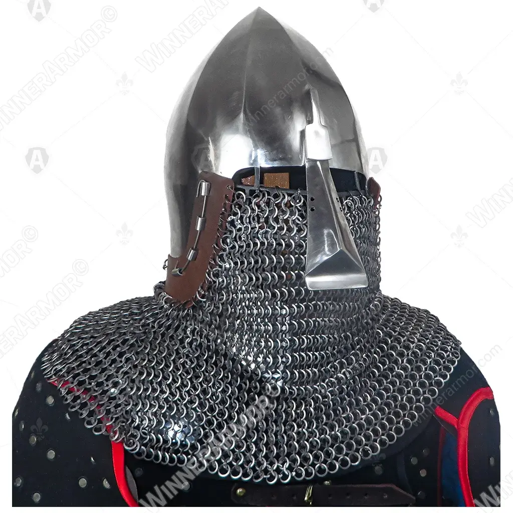 Ribbed nasal bascinet for full-contact buhurt