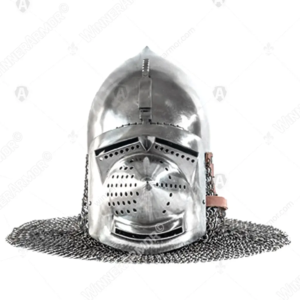 Garlic Head Bascinet with Aventail for Buhurt