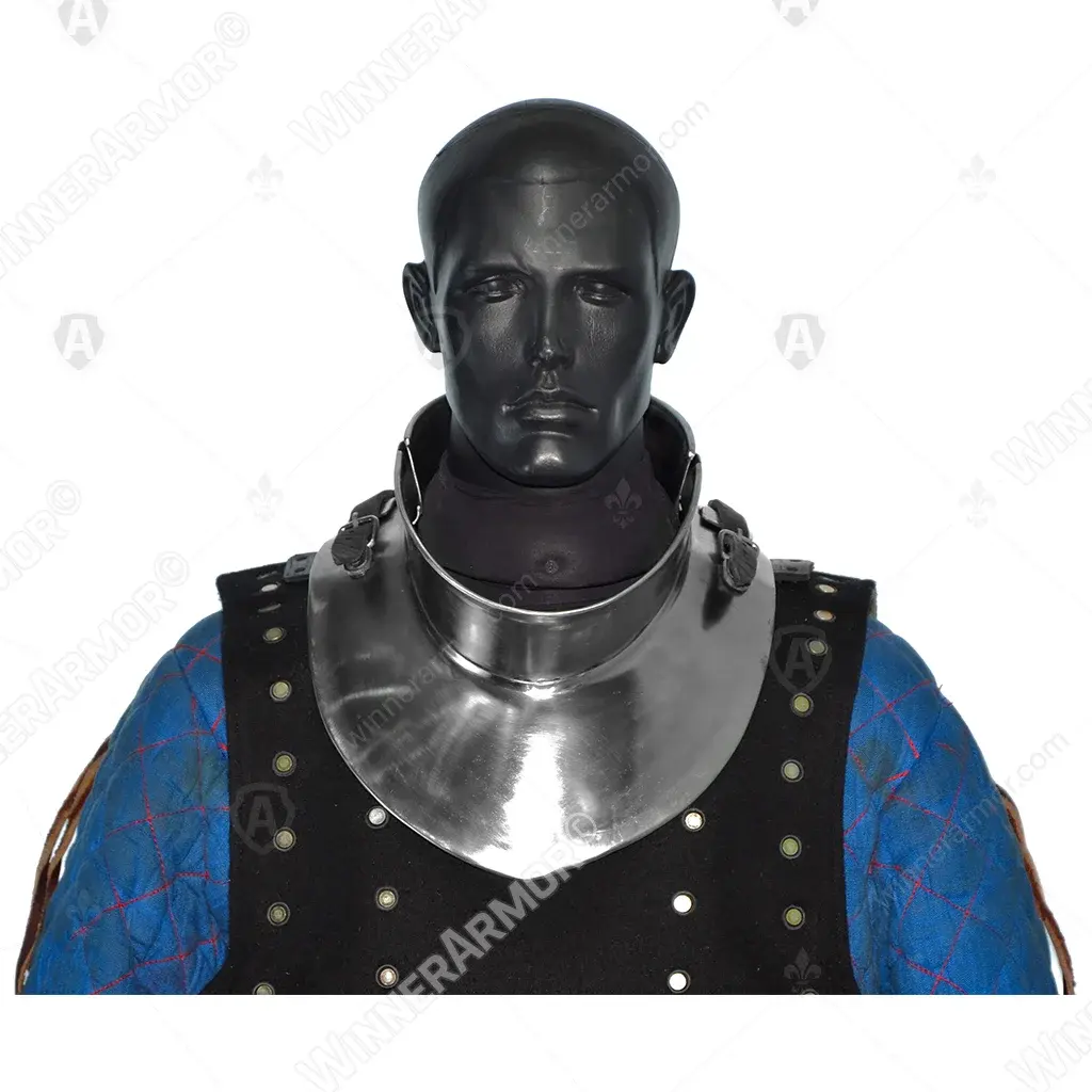 Plate gorget for buhurt with low rim profile