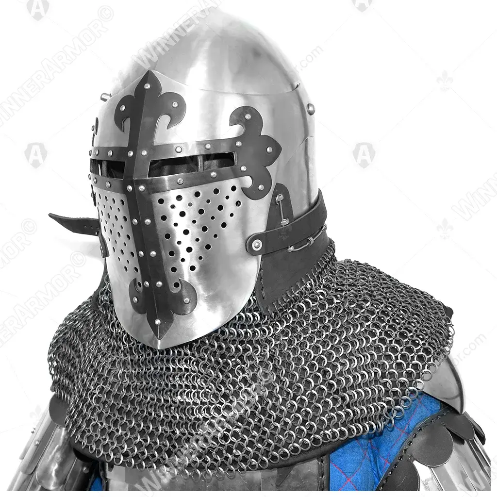 ROA helmet with black cross for buhurt