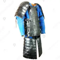 Blackened lamellar torso armor for full contact