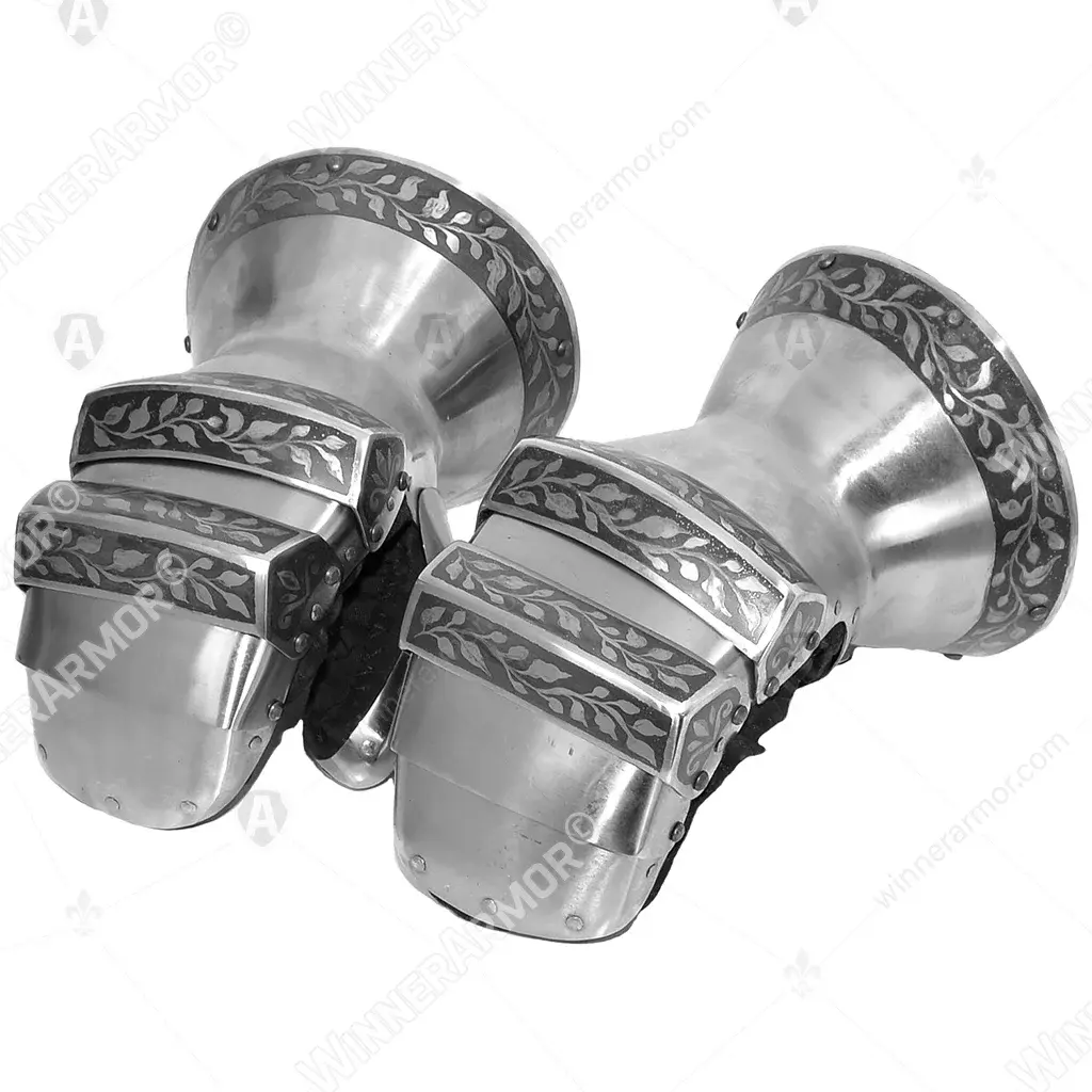 Knight mitten gauntlets with etching for buhurt