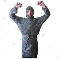 Mail hauberk with hood and mittens for full contact