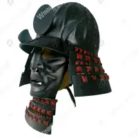 Japanese kabuto helmet with fixed face mask
