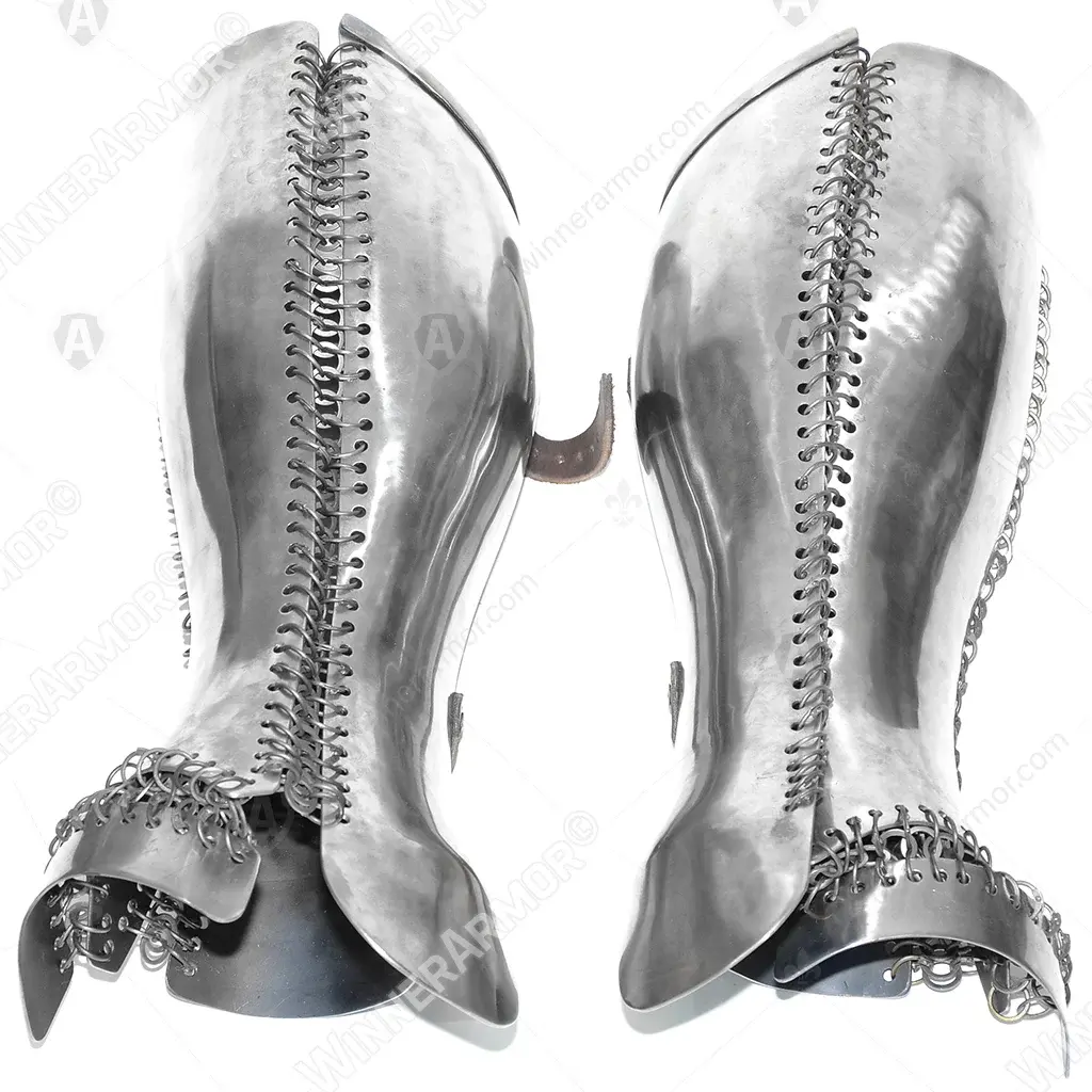 Anatomical Eastern Greaves with plate-and-mail lames
