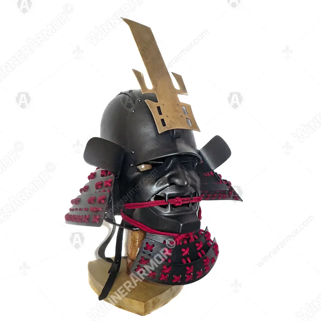 Kabuto helmet with menpo for buhurt full-contact