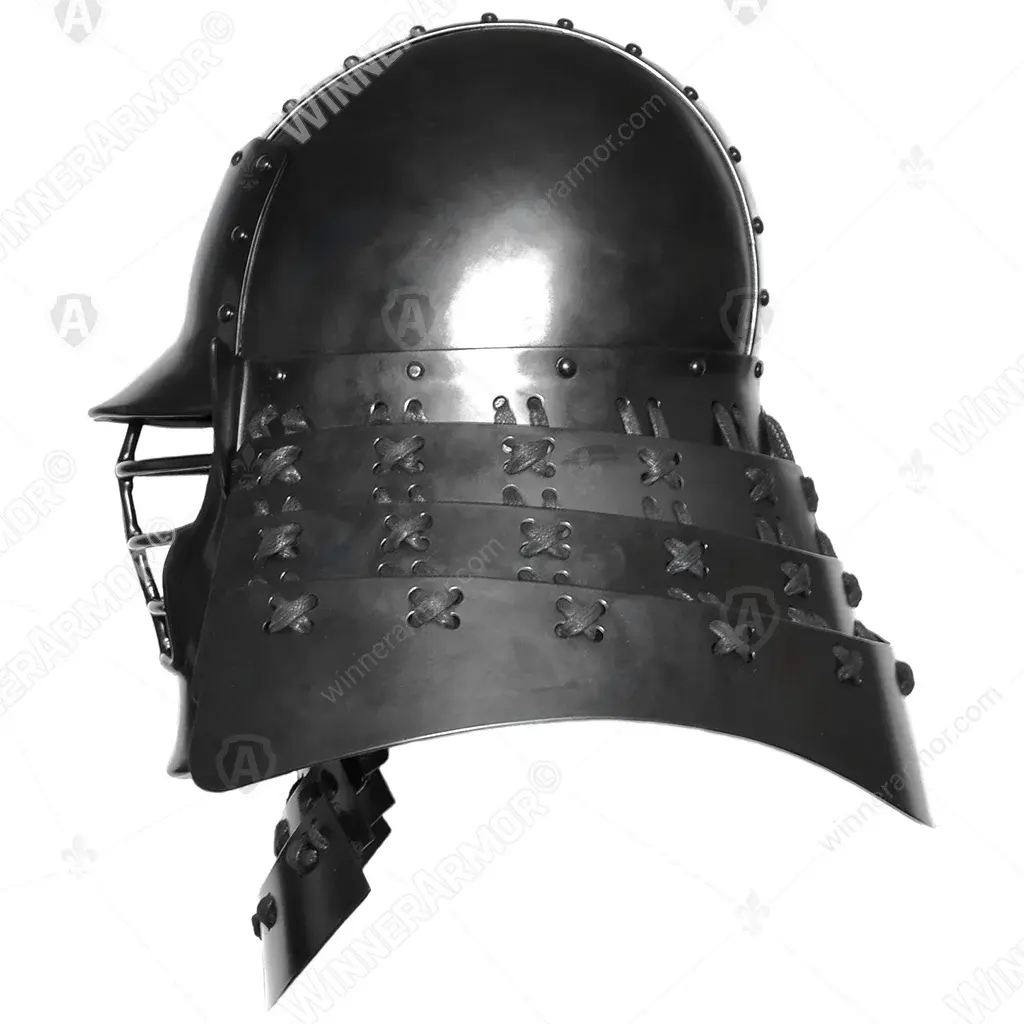 Japanese kabuto helmet with lattice face guard