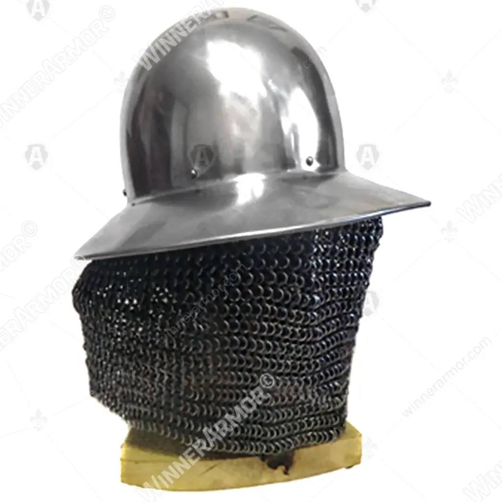 Chapel-de-fer helmet with mail aventail