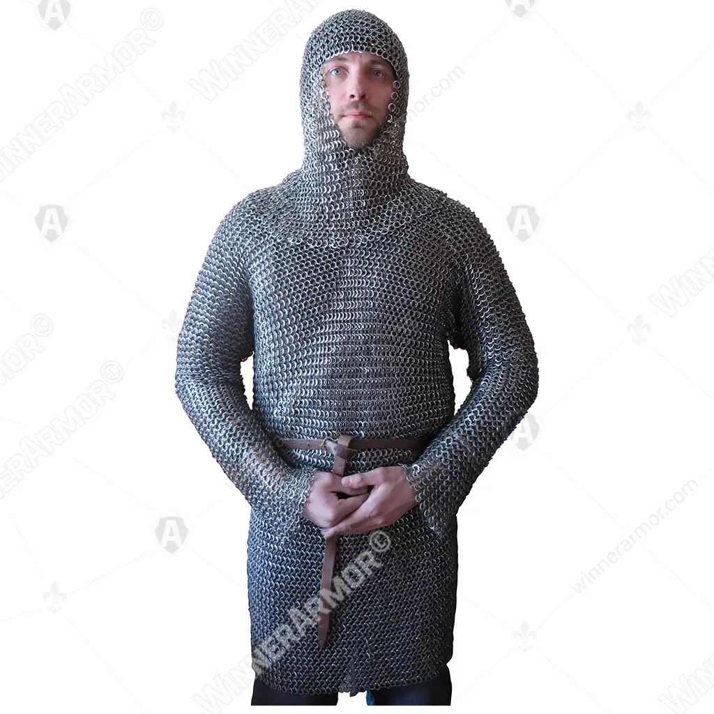 Mail hauberk with hood and mittens for full contact