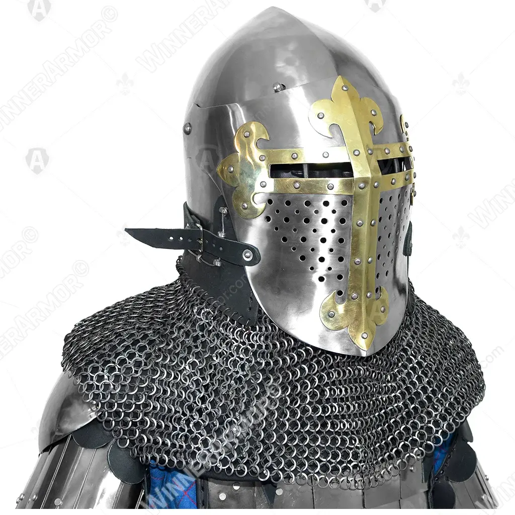 ROA Visor Helmet with Brass Cross for Buhurt