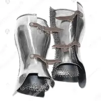 Anatomical Eastern Greaves with plate-and-mail lames