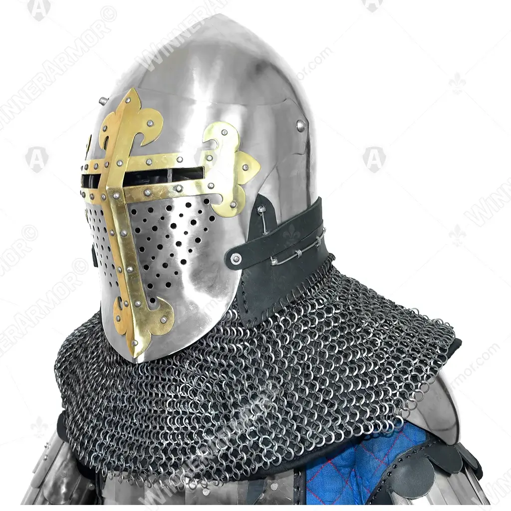 ROA Visor Helmet with Brass Cross for Buhurt