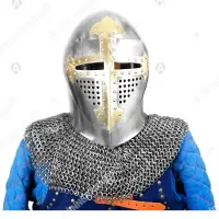 Sugarloaf Helm with Brass Cross for Buhurt