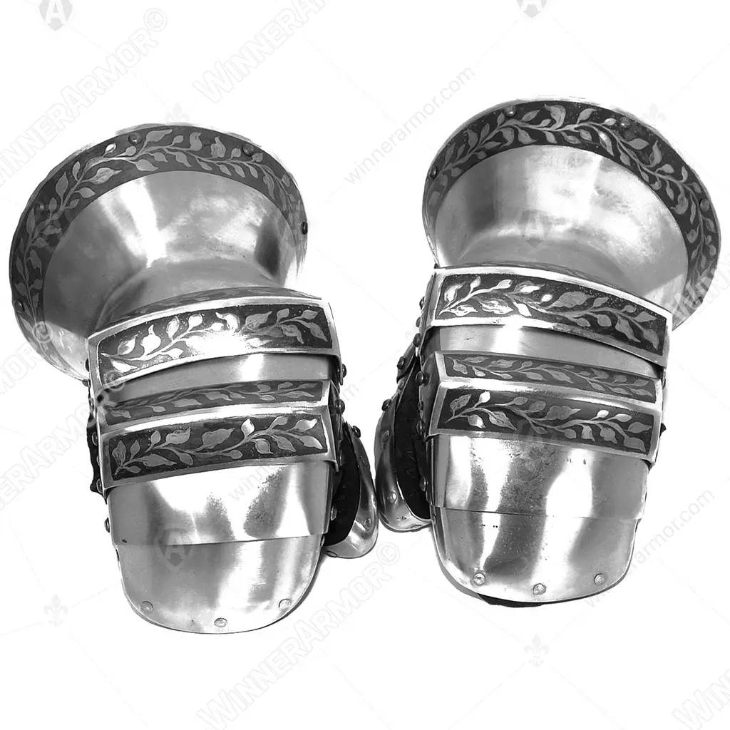 Knight mitten gauntlets with etching for buhurt