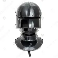 Blackened Sallet Helmet with Visor and Bevor
