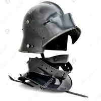Blackened Sallet Helmet with Visor and Bevor
