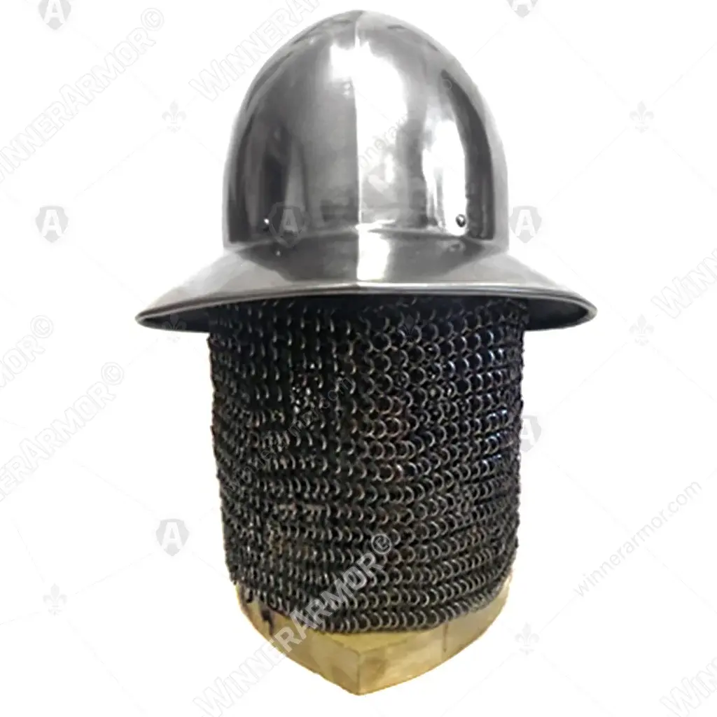 Chapel-de-fer helmet with mail aventail