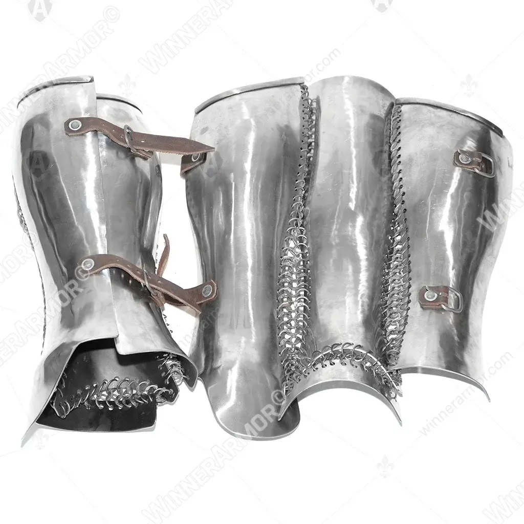 Anatomical Eastern Greaves with plate-and-mail lames