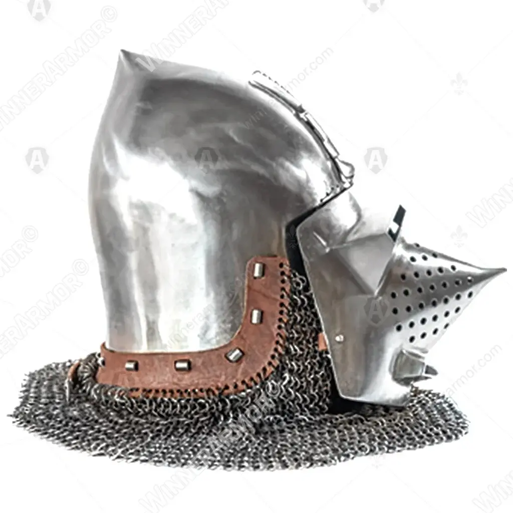 Garlic Head Bascinet with Aventail for Buhurt