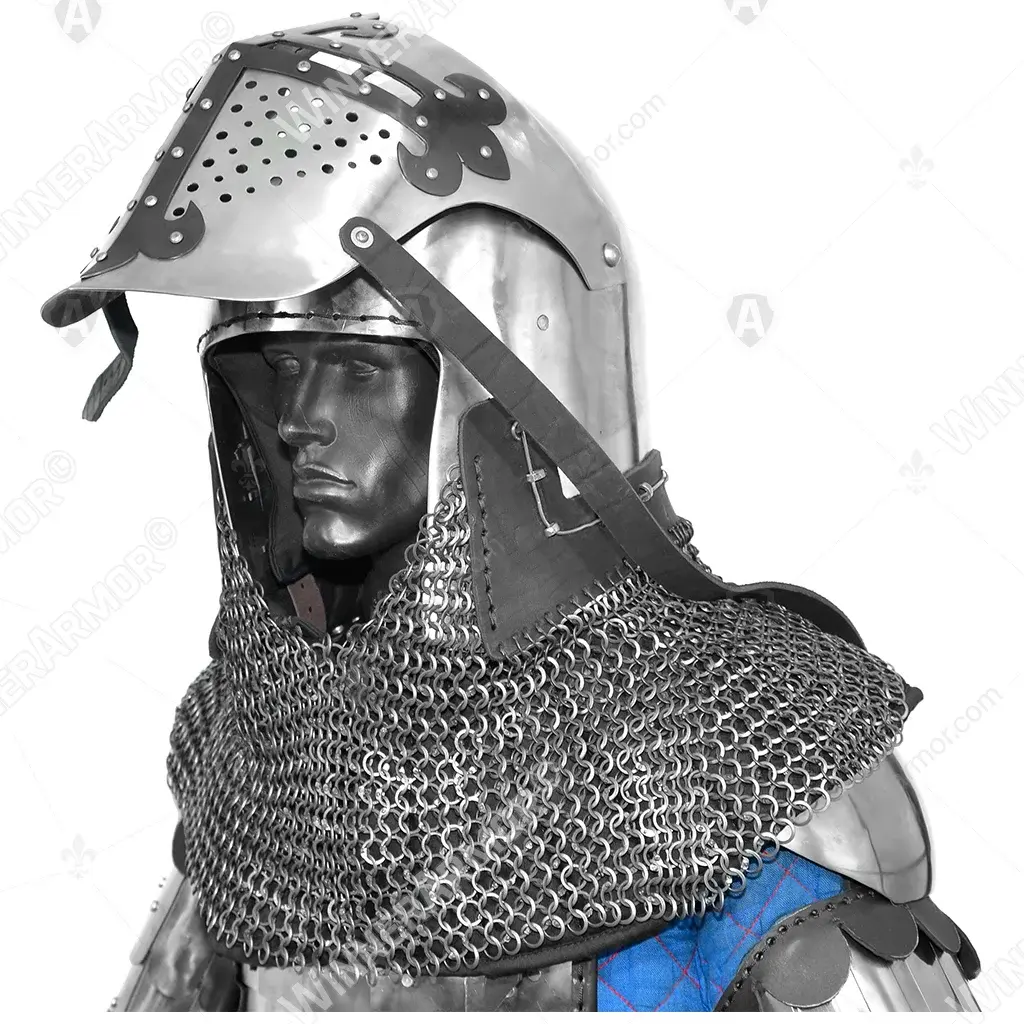 ROA helmet with black cross for buhurt