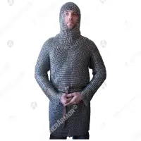 Mail hauberk with hood and mittens for full contact