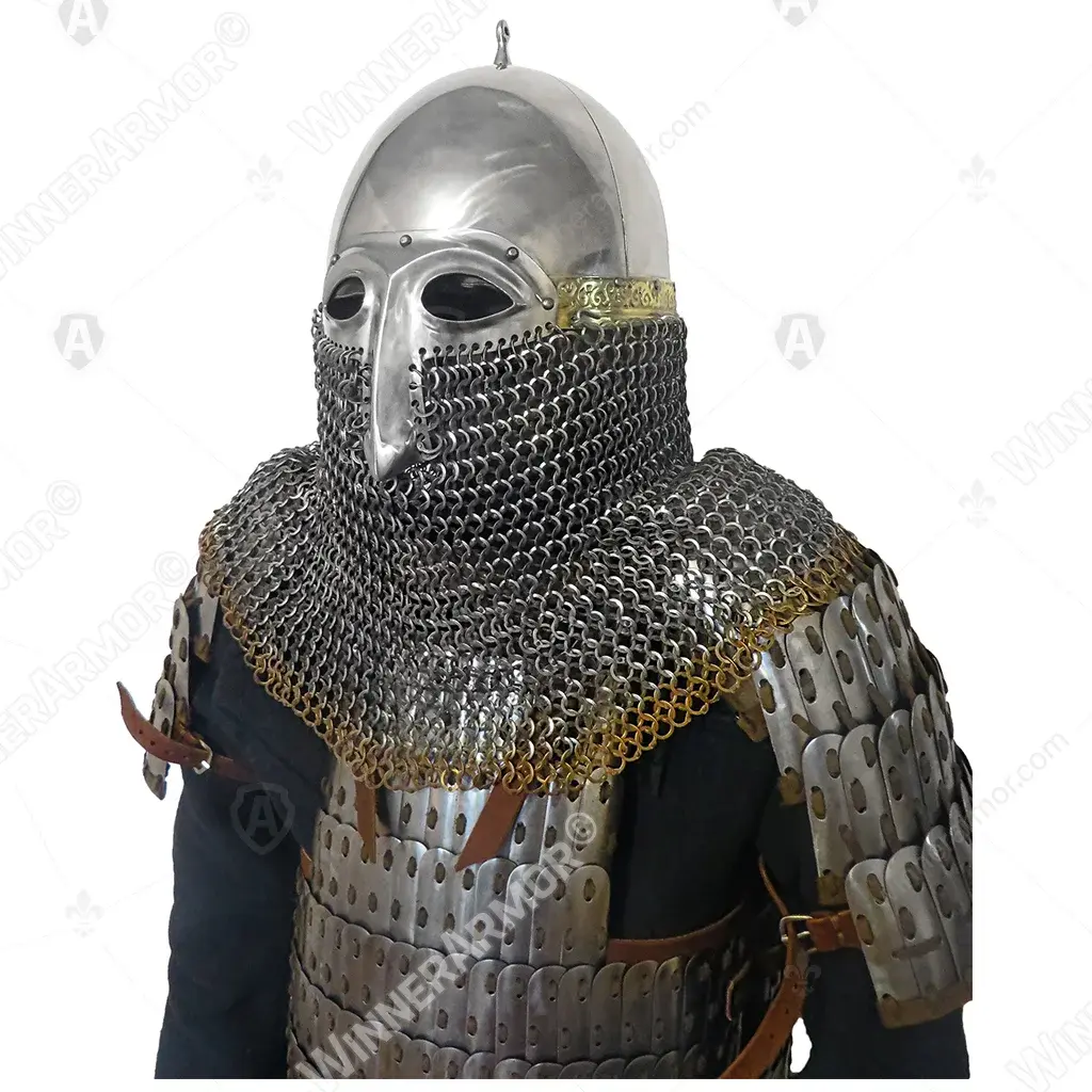 Gorodets helmet with decoration for buhurt full contact