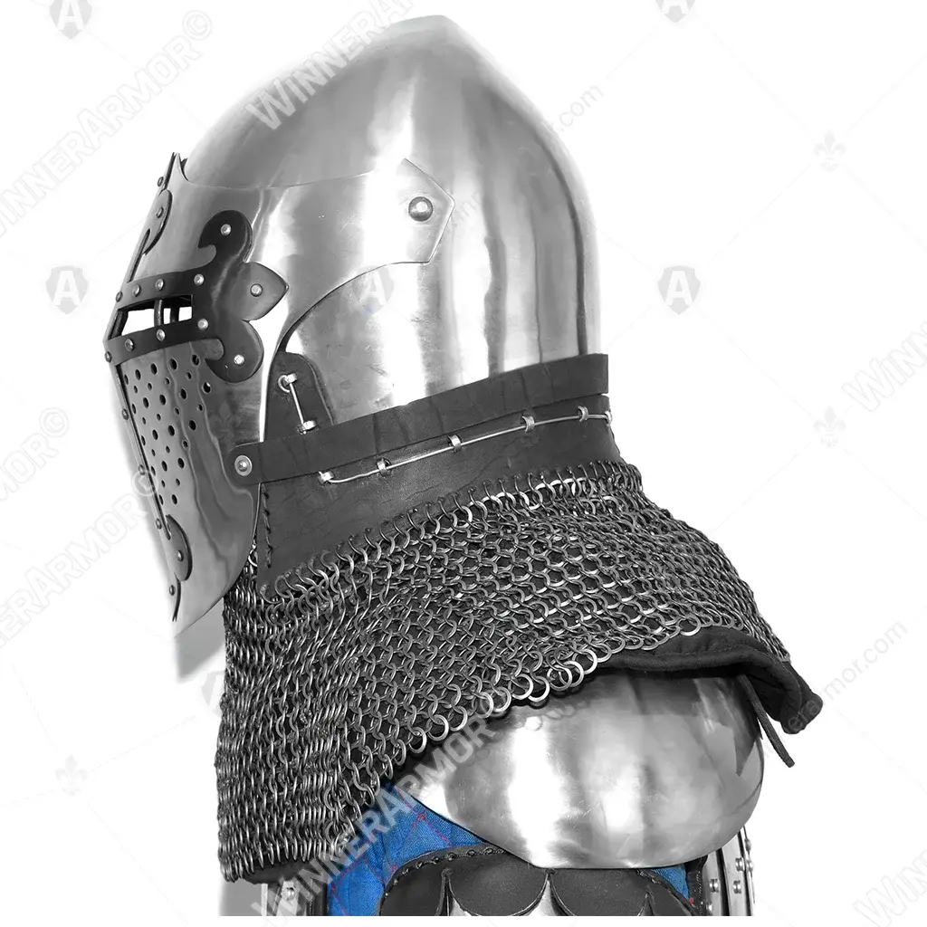 ROA helmet with black cross for buhurt