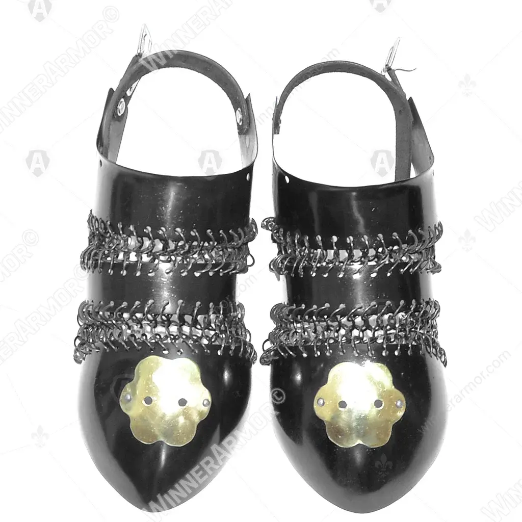 Blackened Eastern Sabatons for Buhurt Footwork