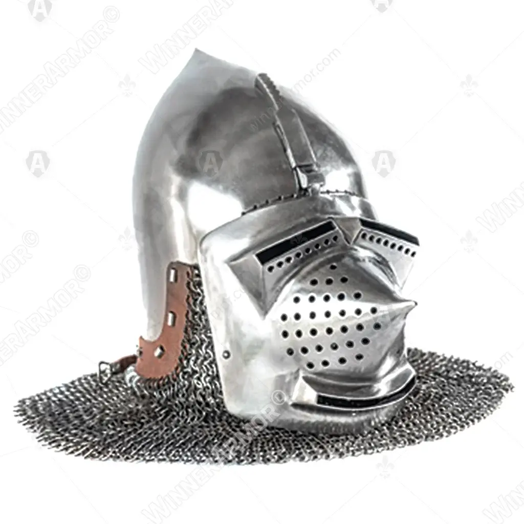 Garlic Head Bascinet with Aventail for Buhurt