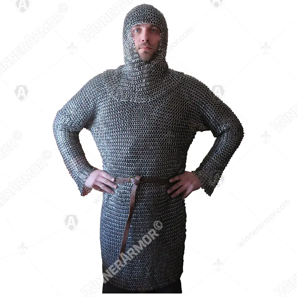 Mail hauberk with hood and mittens for full contact