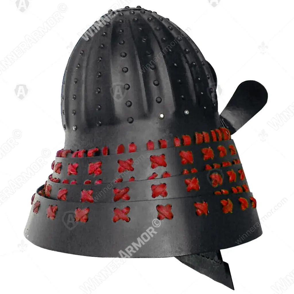 Japanese kabuto helmet with fixed face mask