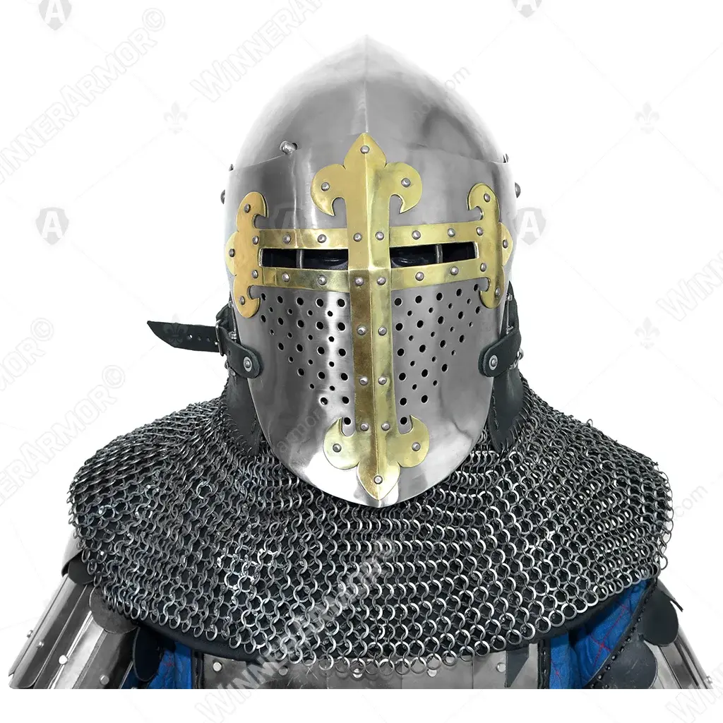 ROA Visor Helmet with Brass Cross for Buhurt