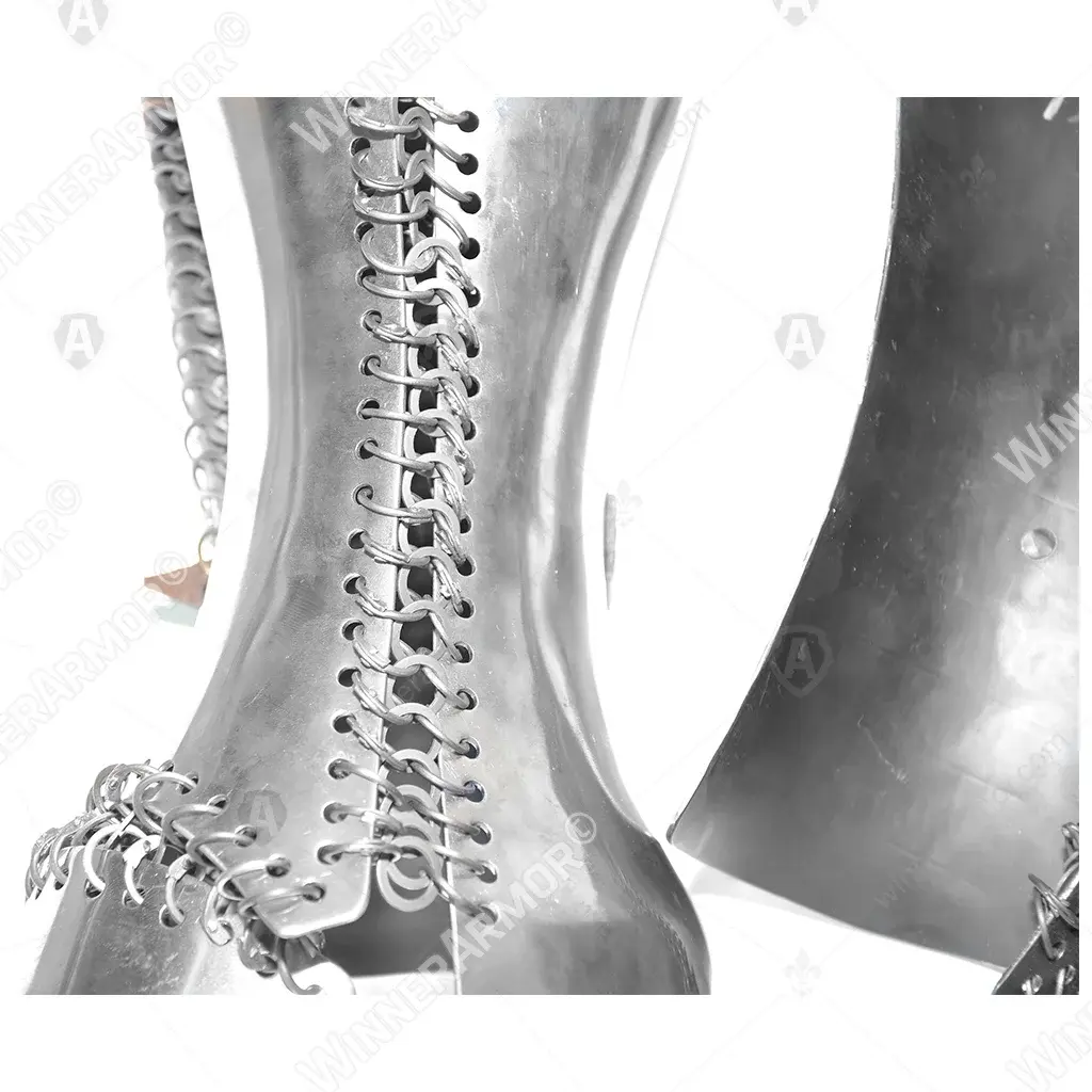 Anatomical Eastern Greaves with plate-and-mail lames