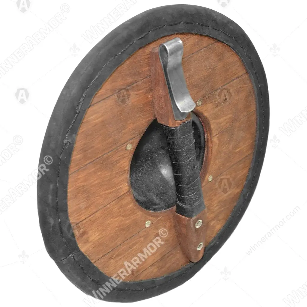 Wooden buckler with boss for full-contact fighting