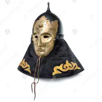 Eastern helmet with face mask, TiN gold finish