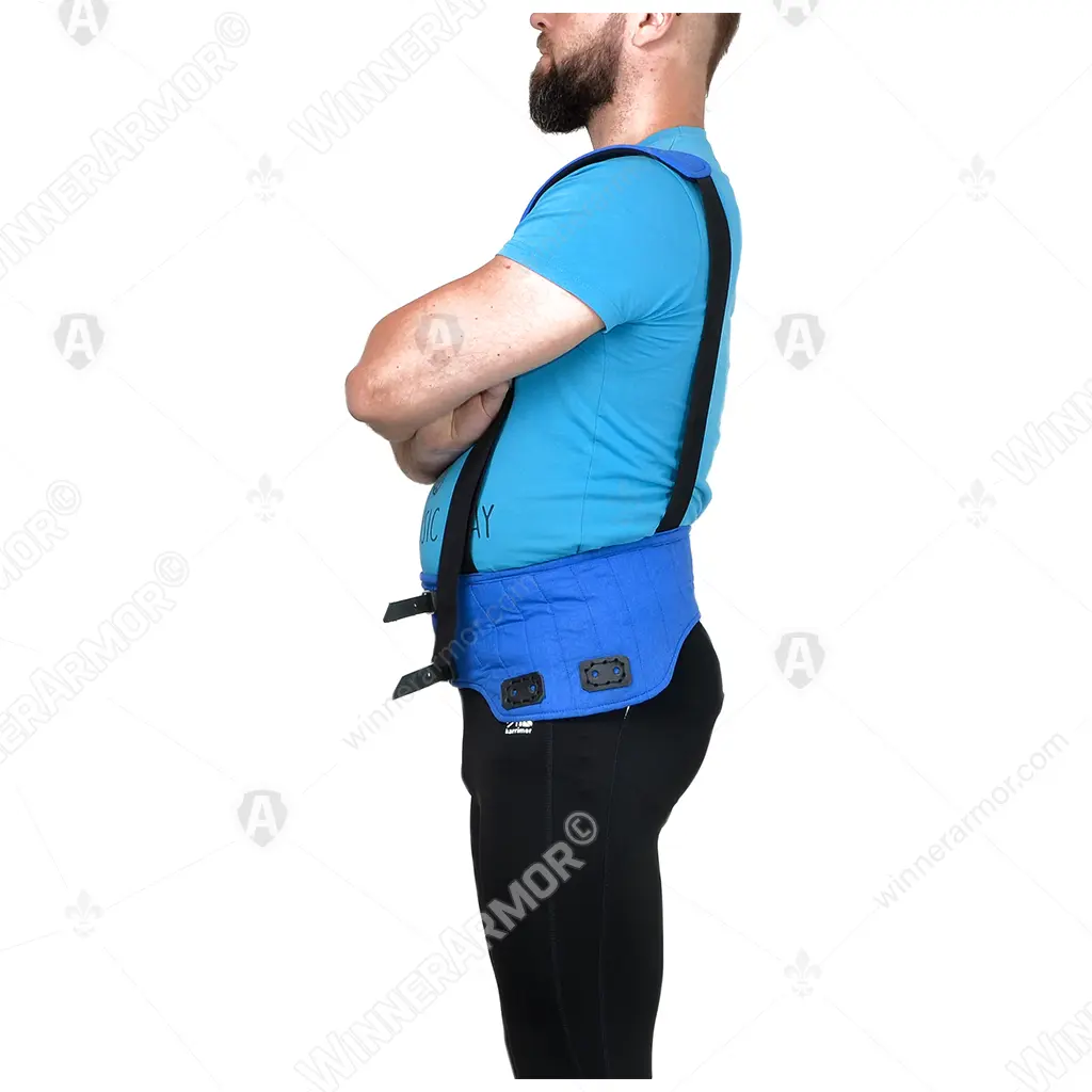 Support belt with adjustable suspenders for plate leg armor